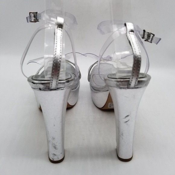 SCHUTZ Women Elyda Platform Heel Sandals Silver 8 - Picture 6 of 9